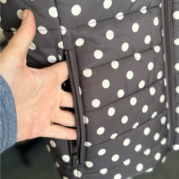 LOFT Brown and Burgundy Polka Dot Puffer Vest – Size Large - Picture 6 of 8